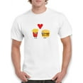 thumbnail image 1 of Kawaii Cute Pixel Burger Fries Love Couple Graphic Men White T-Shirt, Male Large, 1 of 4