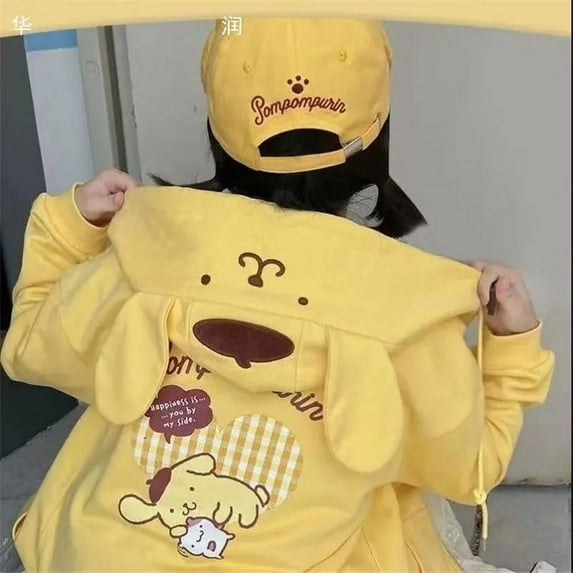 Kawaii Cute Sanrio Kuromi Mymelody Cinnamoroll Hoodie Zipper Loose Coat Thickening Tide Ins Girl Christmas Gift For Girlfriend