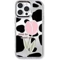 thumbnail image 1 of Kawaii Cute Tulip Flower Cow Print Plating Mirror Lanyard Chain Phone Case Compatible with iPhone Case (Silver,iPhone 12), 1 of 6