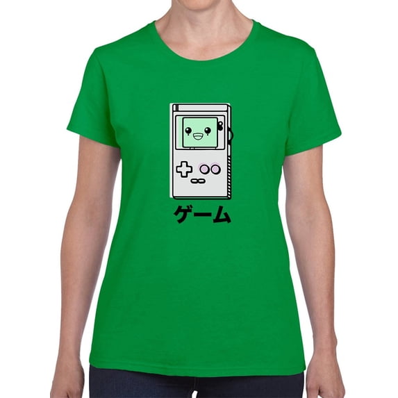 Kawaii Cute Videogame Control Graphic Women Kelly Green T-Shirt, Female Small