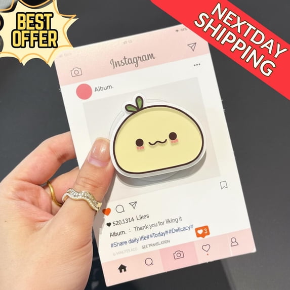 Kawaii Daifuku Magnetic Phone Grip – Cute Mochi Rice Cake Phone Holder, Adorable Japanese Dessert Accessory for Teens & Food Lovers