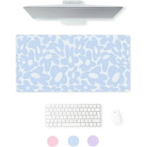 Kawaii Desk Mat Cute - Desk Protector Mat - XL Desk Mat Large - Computer Desk Pad Mat - Non Slip Desk Keyboard Mat - Long Mouse Pads for Desk for Women - Kawaii Desk Decor (Flower Blue)