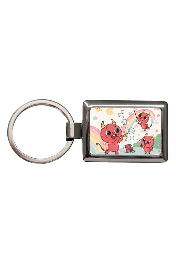 Kawaii Devils Metal Rectangle Keychain
