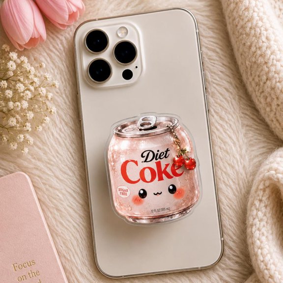 Kawaii Diet Coke Cherry Phone Holder Phone Grip: Cute Coquette Soda Aesthetic Magnetic Phone Holder, Fridge Cigs Retro Girly Drink Gift