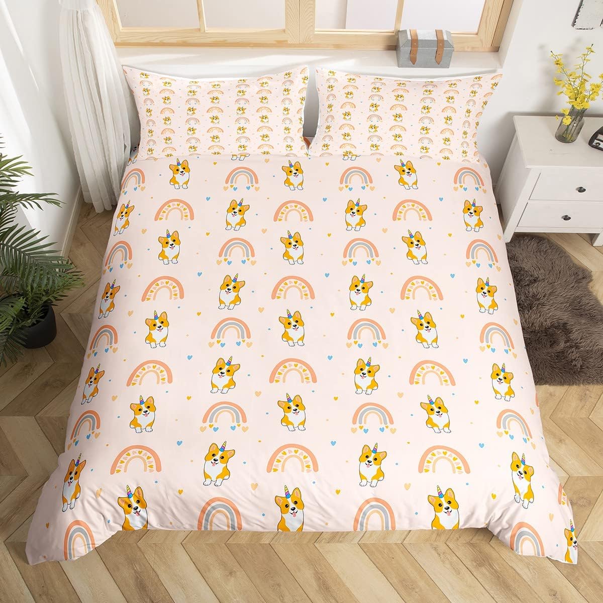 Taie D'Oreiller Décorative Unicorg - Licorne Corgi, Coton/Polyester, Design Mignon Et Unique