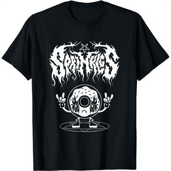 Kawaii Donut - Black Metal Logo - Creepy Cute Goth Sprinkles T-Shirt