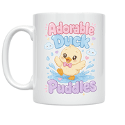 Kawaii Duck Puddles Design - Duck Lover - 11 oz Ceramic Coffee Mug