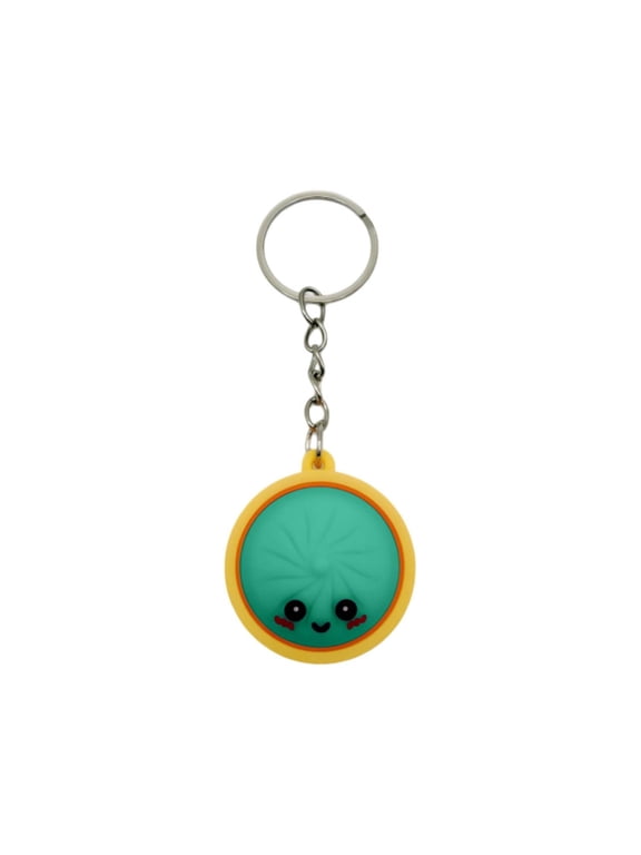 Kawaii Dumpling Keychain, Soft Food Pendant with Metal Key Ring, Cute Bag Charm Backpack Decor Gift for Kids