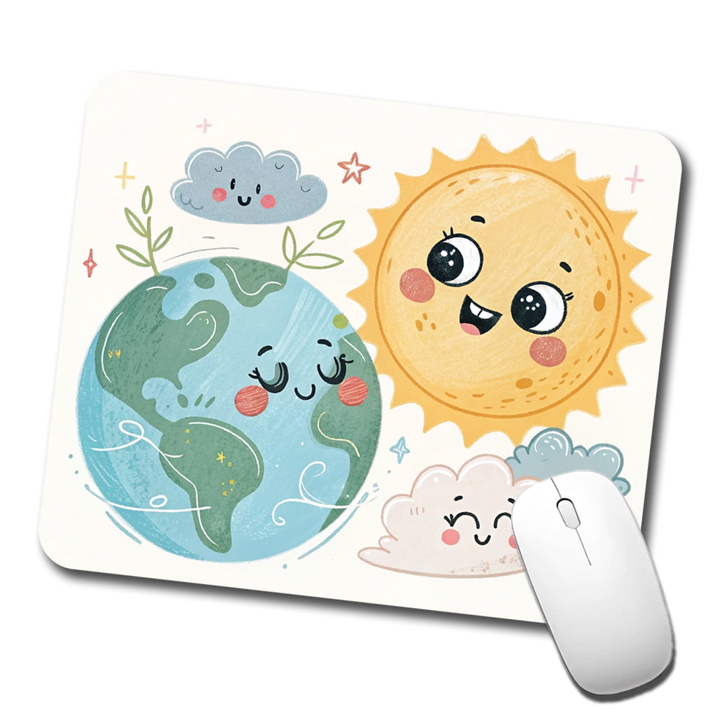 Kawaii Earth And Sun Mouse Pad Low Profile Gaming Mat - Walmart.com