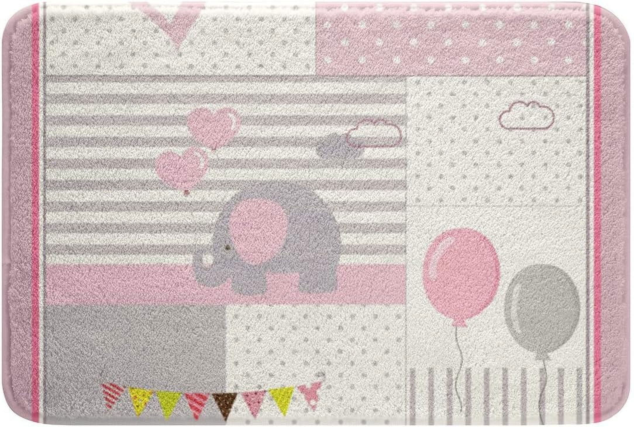 Kawaii Elephant Bathroom Rug Mat Cartoon Balloon Plush Bathroom Decor Non Slip Soft Shaggy ...