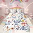 thumbnail image 1 of Kawaii Elephant Bed in a Bag King Size Comforter Set 7 Pieces,Mushroom Floral Cartoon Animal Bedding Sets Watercolor Flowers Leaves Sheet Set with Comforter, 1 of 5