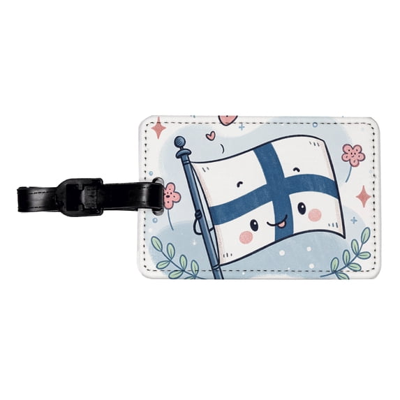 Kawaii Finland Flag Faux Leather Travel Luggage Tag