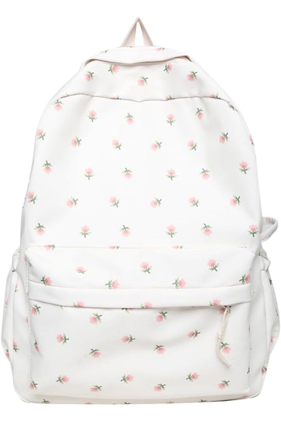 Kawaii Floral Print Backpack with Pendant Preppy Backpack Cottagecore Bag Coquette Aesthetic