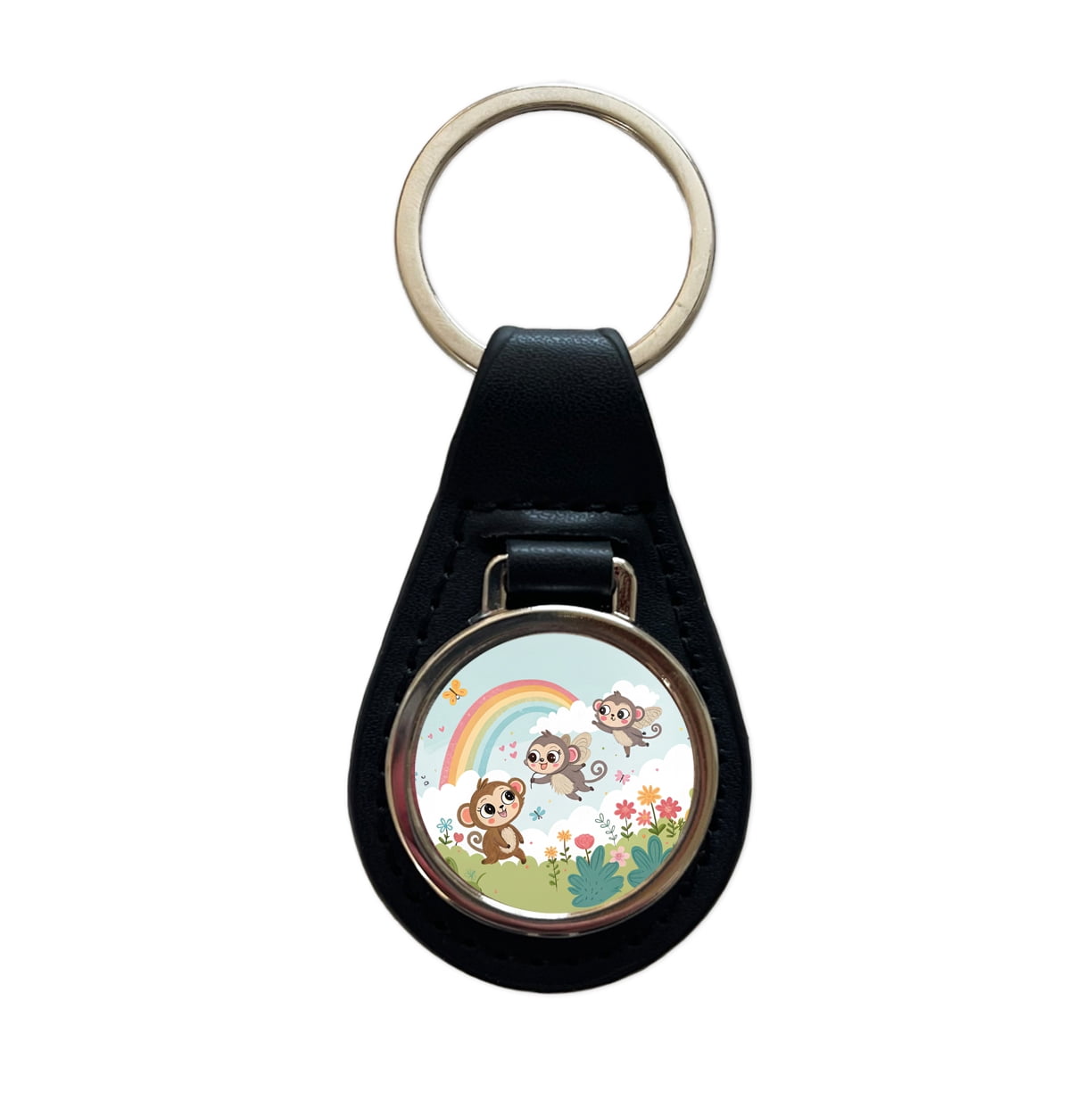 Monkees Keychains Kawaii Flying Monkeys Metal Black Leather Keychain - Walmart.com
