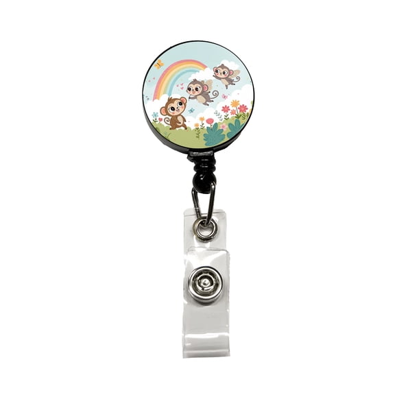 Kawaii Flying Monkeys Retractable Reel ID Badge Key Card Name Tag Holder with Clip