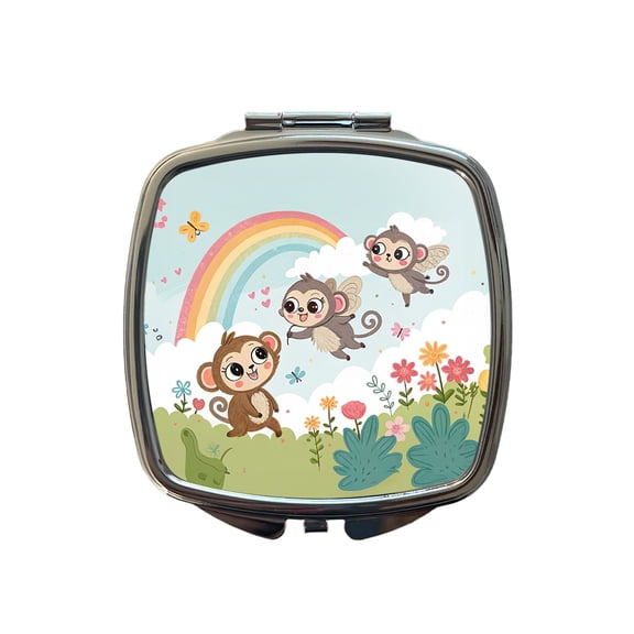 Kawaii Flying Monkeys Travel Makeup Handbag Purse Small Pocket Compact Mirror