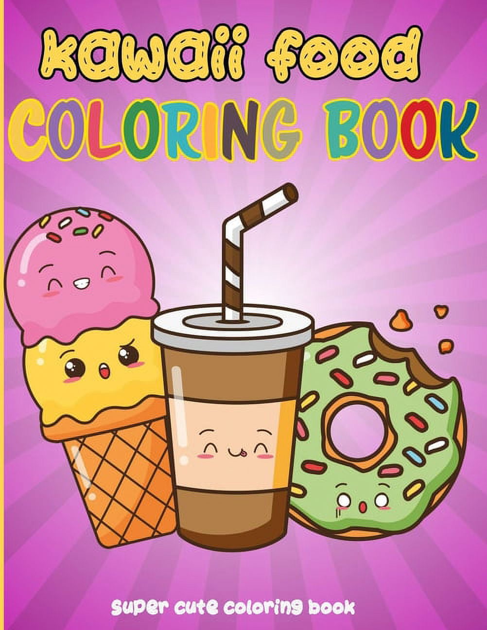 Cute Foods Around Town Activity Book Lay Flat Side by Side Kawaii Sticker  Books Coloring Pages 500 Cute Kawaii Stickers 12 Scenes for Kids 