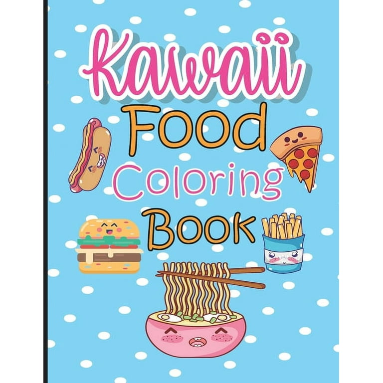 Cute Foods Around Town Activity Book Lay Flat Side by Side Kawaii Sticker  Books Coloring Pages 500 Cute Kawaii Stickers 12 Scenes for Kids 