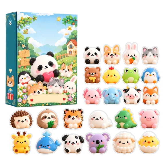 Kawaii Forest Animals Advent Calendar 2026, 24Pcs 2D Acrylic Cute Ornaments with Panda Corgi Rabbit Cat Bear, Countdown Calendar with Hanging Pendants, Holiday Gift for Animal Lovers