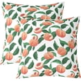 thumbnail image 1 of Kawaii Fresh Peaches Throw Pillow Covers Cute Fruit Pillow Covers for Home Sofa Bed Couch for Kids Cartoon Peach Cushion Covers Green Leaf and Pink Peach Pillowcases, 16X16 Inches Set of 2, 1 of 6