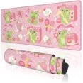 thumbnail image 1 of Kawaii Frog Large Gaming Mouse Pad for Girl with Anti-Slip Base, Cute Cartoon Strawberry Frog Extended XL Mousepad, Desk Mat with Stitched Edges for Desk, 31.5 x 11.8 in, Pink, 1 of 6
