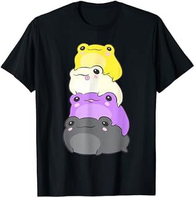 Kawaii Frog Pile LGBTQ Non Binary Pride Flag Frogs Nonbinary TShirt