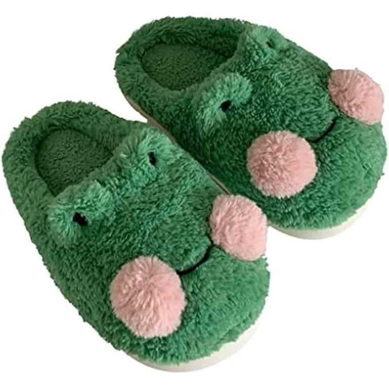 Kawaii Frog Slippers Fuzzy Slippers for Women Indoor and Outdoor