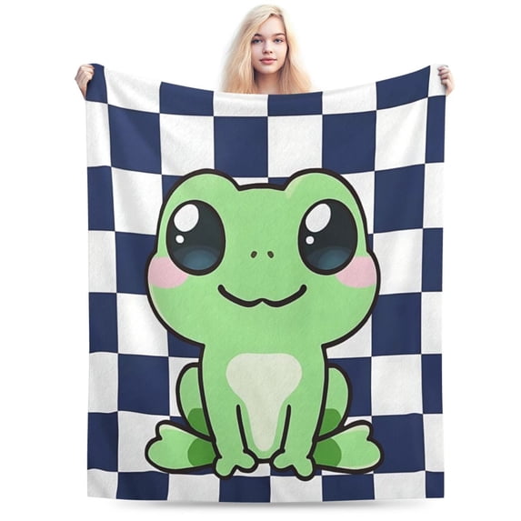 Kawaii Frog Throw Blanket for Couch 60x50