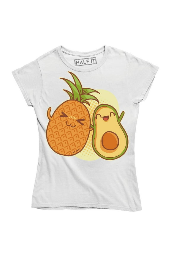 Kawaii Fruits Funny Happy Pineapple And An Avocado Hugging T-Shirt