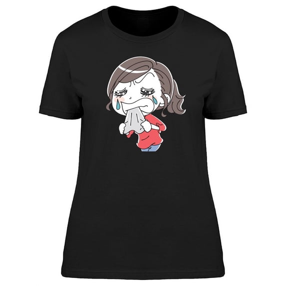Kawaii Frustrated Lady Cartoon T-Shirt Women -Image by Shutterstock, Female Medium