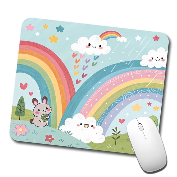 Kawaii Fun Rainbows Mouse Pad Low Profile Gaming Mat
