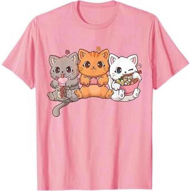 Kawaii Gamer Gaming Cat Boba Cat Bubble Tea Ramen Cats TShirt