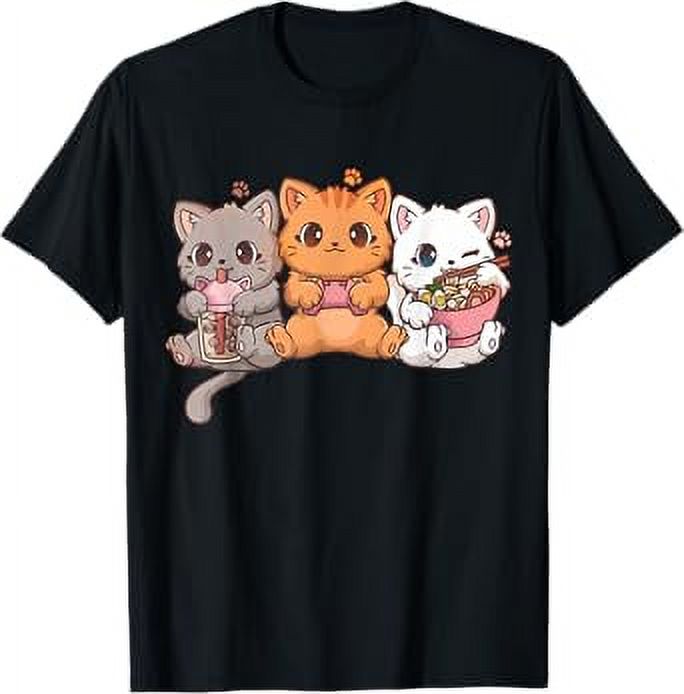 Kawaii Gamer Gaming Cat Boba Cat Bubble Tea Ramen Cats TShirt