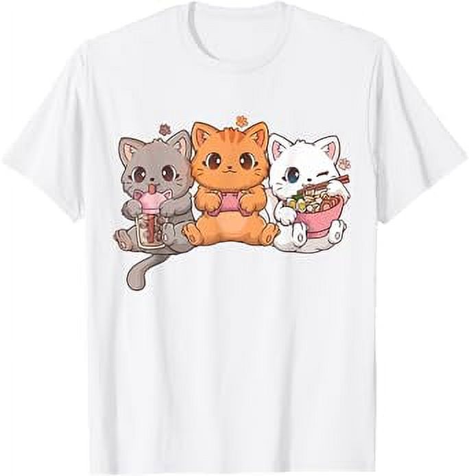 Kawaii Gamer Gaming Cat Boba Cat Bubble Tea Ramen Cats TShirt