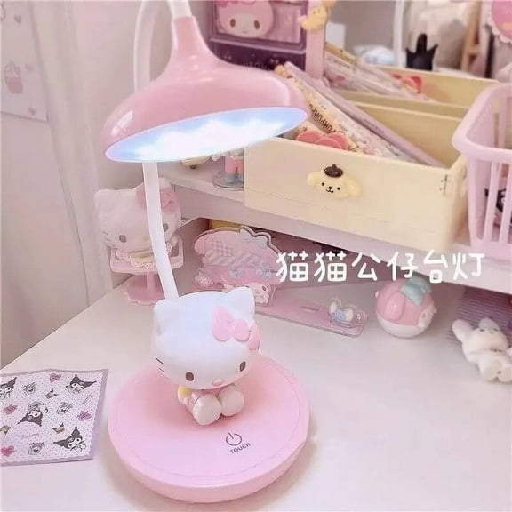 Kawaii Genuine Sanrio Led Night Light Hello Kitty My Melody Cartoon Desktop Bedroom Table Lamp Children Learning Cute Gift