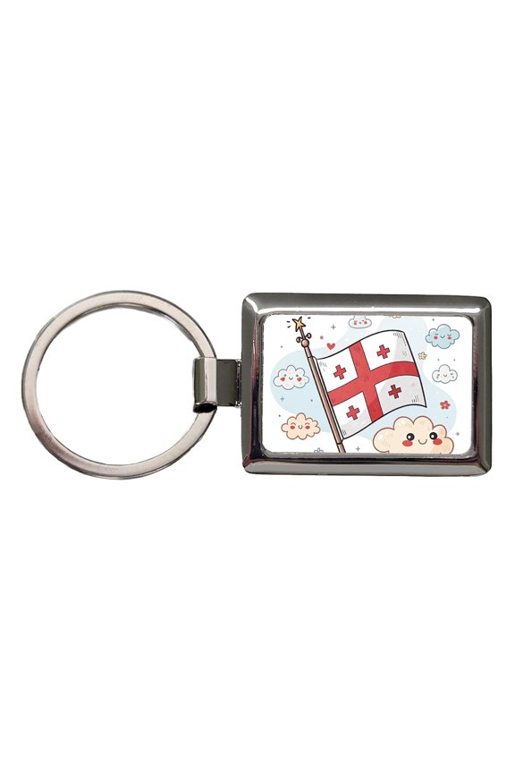 Kawaii Georgia Flag Metal Rectangle Keychain