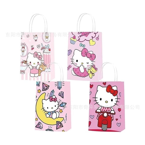 Kawaii Gift Bags Birthday Hello KT Party Paper Favor Bags with Handles,Birthday Crafts Wedding Party Supplies