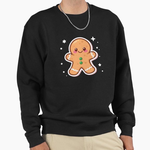 Kawaii Gingerbread Cookie Christmas Graphic Unisex Sweatshirt Cute Retro Anime Art G17436, Up to Size 5XL