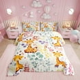 thumbnail image 1 of Kawaii Giraffe Bedding Set,Cartoon Giraffe Floral Comforter Set,Cute Colorful Flower Quilt Bed Set Wildlife Animal Print Down Comforter with 1 Pillowcase, 1 of 7
