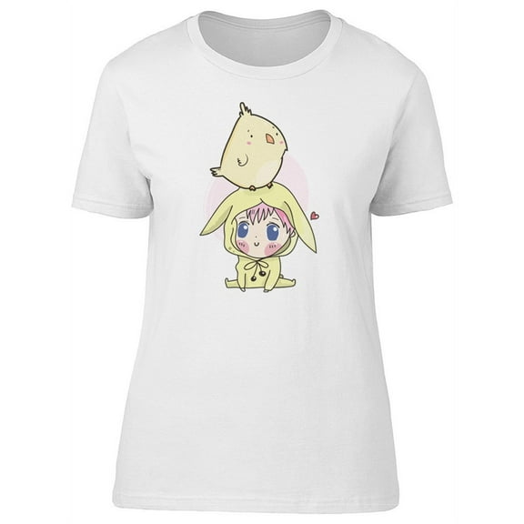 Kawaii Girl And Canary T-Shirt Women -Image by Shutterstock, Female Medium