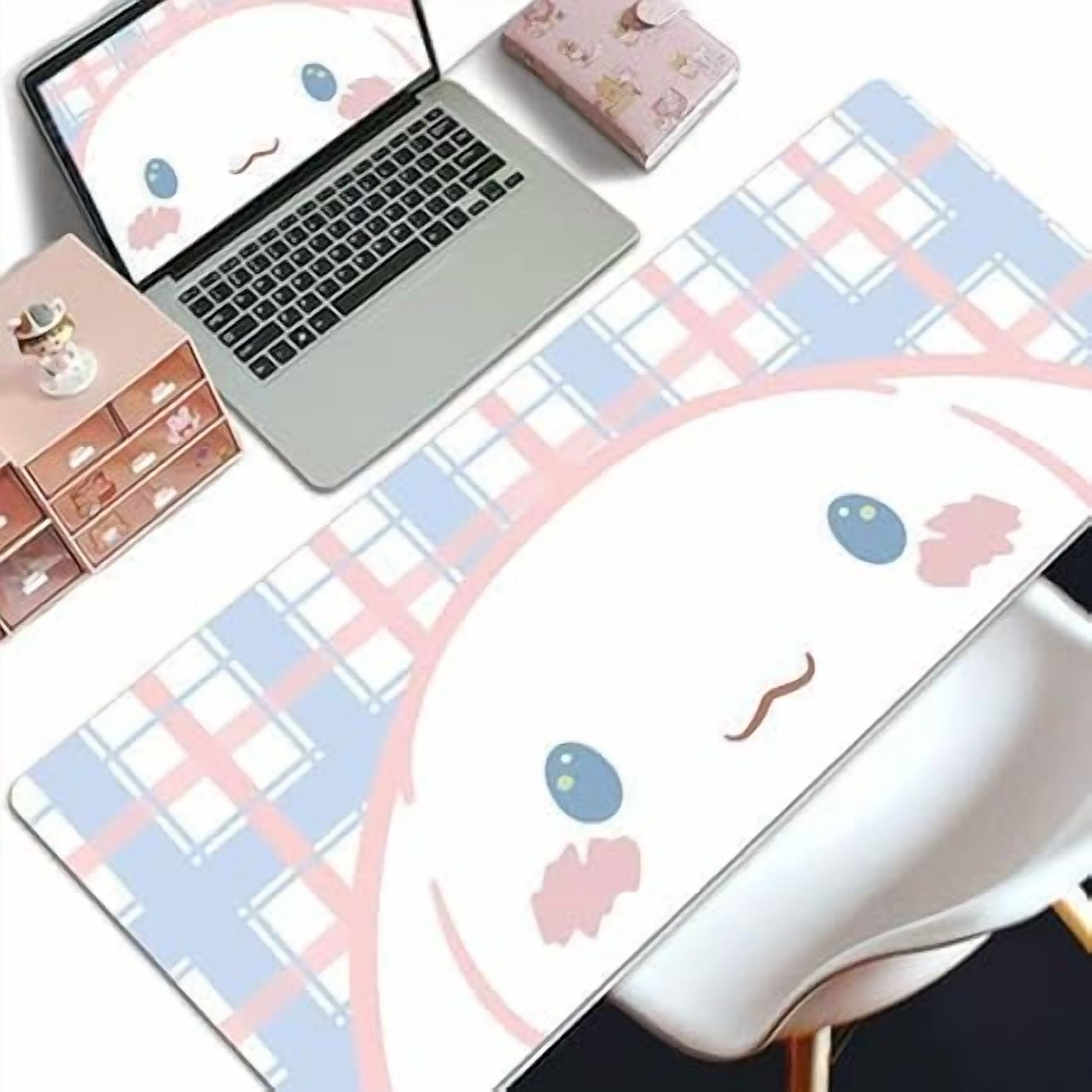 Kawaii Girly Cute Gaming Mouse Pads, Long Extended Desk Mat, Extra Large Girl Anime Mousepad Keyboard Pads for Work Game Office Home, 35.4'''' X 15.7'''' (Navy Blue)