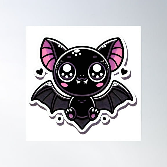 "Kawaii Gothic Bat - Cute Vampire Design For Bat Fans" Poster Wall Art, Modern Wall Decor For Living Room Bedroom, 16x16 UNFRAMED