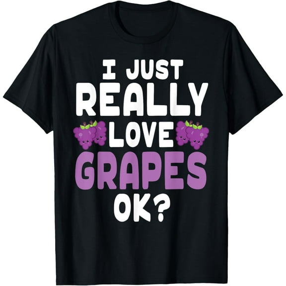 Kawaii Grape for Grape Lovers - Cute I Love Grapes OK T-ShirtPure cotton short-sleeved shirts for both men and women