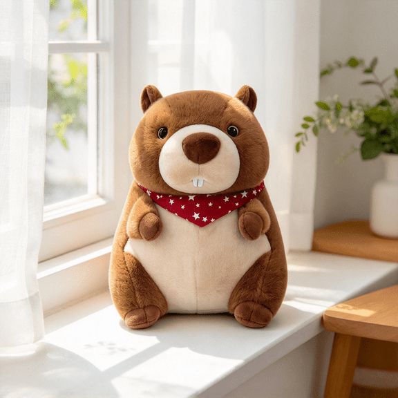 Kawaii Groundhog Stuffed Animals Woodland Creature Plush Toy with Big Front Teeth, Snuggly Plushies for Bedtime, Gifts for Girls & Plush Collectors