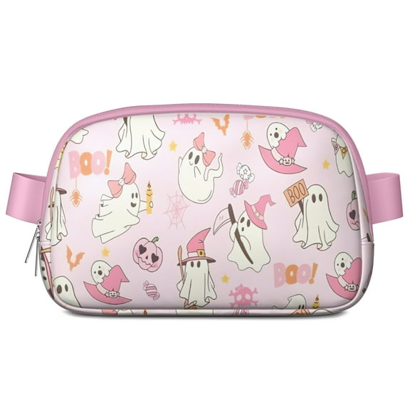 Kawaii Halloween Ghost Pattern Cute Fanny Packs for Women,Travel Waterproof Crossbody Fanny Bags Waist Purse for Women Anti Theft Adjustable Strap for Running Travel Cycling