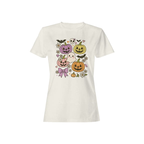 Kawaii Halloween Pumpkins and Ghost Women's T-shirt