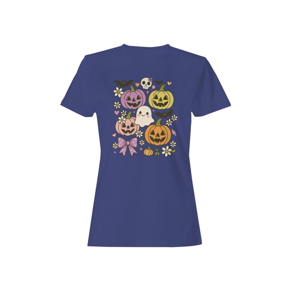 Kawaii Halloween Pumpkins and Ghost Women's T-shirt
