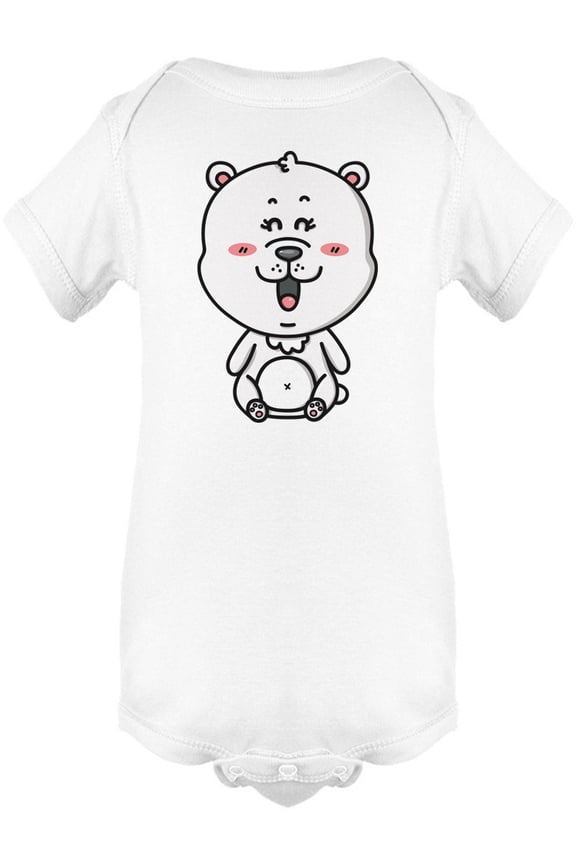 Kawaii Happy White Bear Bodysuit Infant -Image by Shutterstock, Newborn
