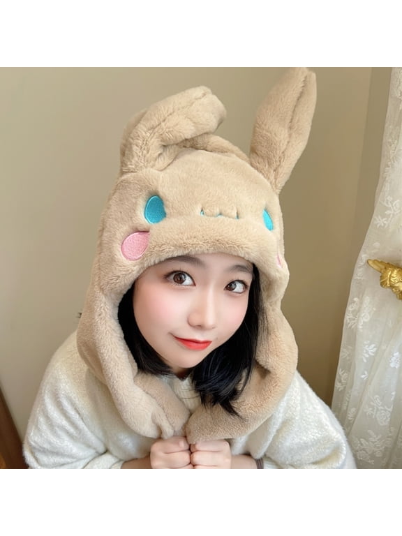 Kawaii Hat Cinnamoroll Accessories Cute Plush Hat Keep Warm Bunny Hat Ears Up Plush Toy Winter Cap