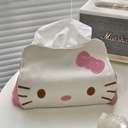 Kawaii Hello Kiity Tissue Box Cartoon Kt Cat Napkin Case Cute PU Leather Paper Storage Boxes Home Car Decor Toys Gift